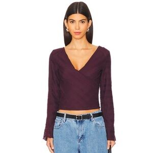 NWT Free People Rocky Long Sleeve Top in Wine Tasting